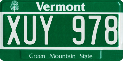 VT license plate XUY978