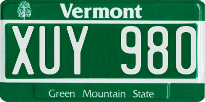 VT license plate XUY980