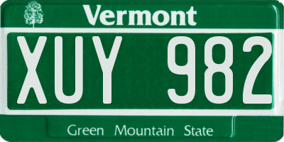 VT license plate XUY982