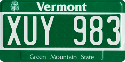 VT license plate XUY983