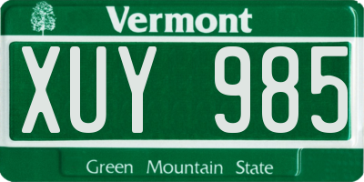 VT license plate XUY985