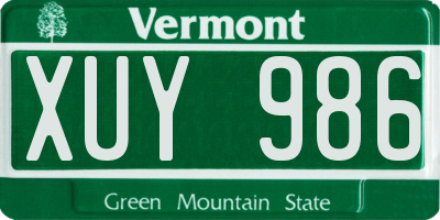 VT license plate XUY986