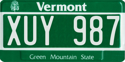 VT license plate XUY987