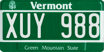 VT license plate XUY988