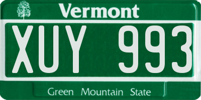 VT license plate XUY993
