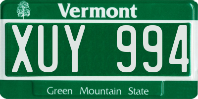 VT license plate XUY994