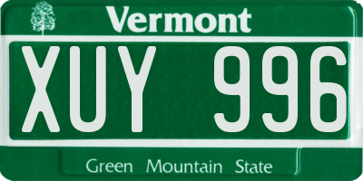 VT license plate XUY996