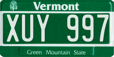 VT license plate XUY997