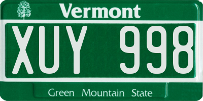 VT license plate XUY998