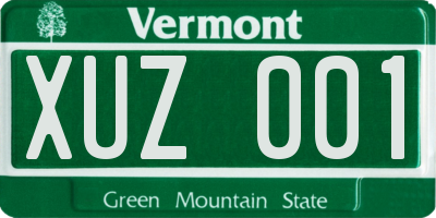 VT license plate XUZ001