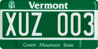 VT license plate XUZ003