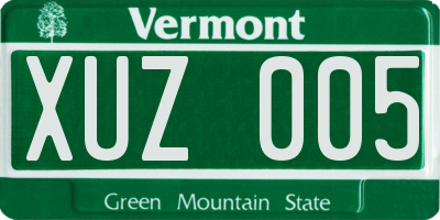 VT license plate XUZ005