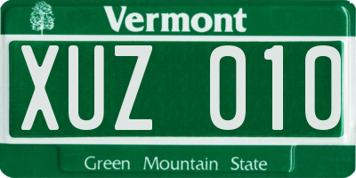 VT license plate XUZ010