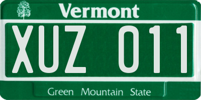 VT license plate XUZ011