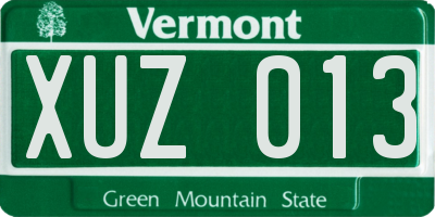 VT license plate XUZ013