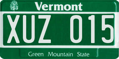 VT license plate XUZ015