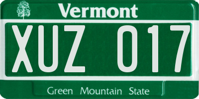 VT license plate XUZ017