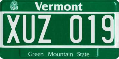 VT license plate XUZ019