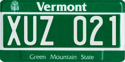 VT license plate XUZ021