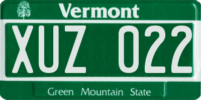 VT license plate XUZ022