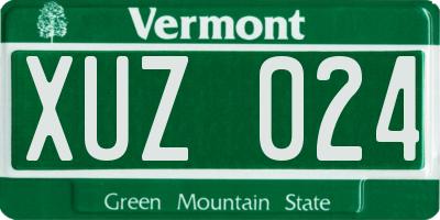 VT license plate XUZ024