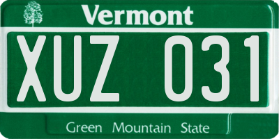 VT license plate XUZ031