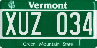 VT license plate XUZ034