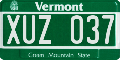 VT license plate XUZ037