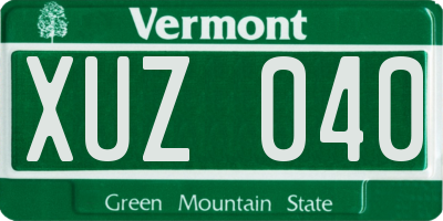 VT license plate XUZ040