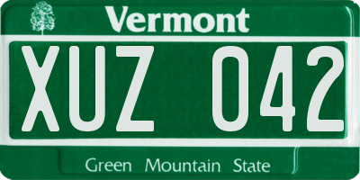 VT license plate XUZ042