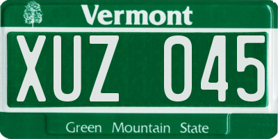 VT license plate XUZ045