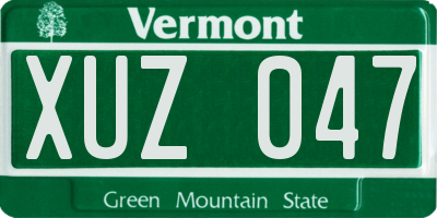 VT license plate XUZ047