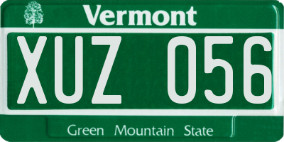 VT license plate XUZ056