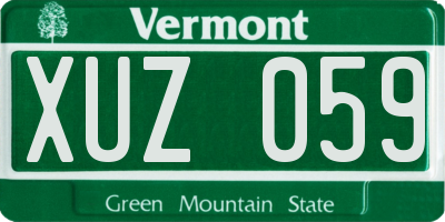VT license plate XUZ059