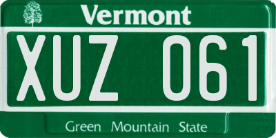 VT license plate XUZ061