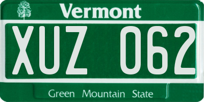 VT license plate XUZ062