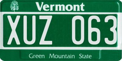VT license plate XUZ063