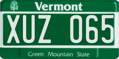 VT license plate XUZ065