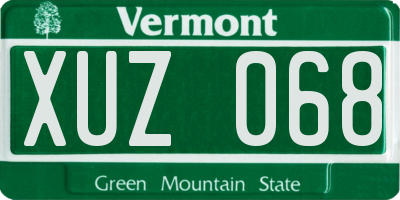 VT license plate XUZ068