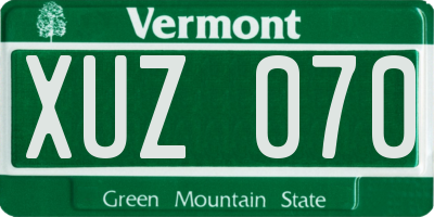 VT license plate XUZ070