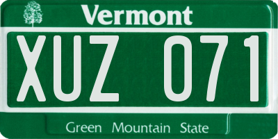 VT license plate XUZ071