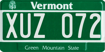 VT license plate XUZ072