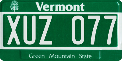 VT license plate XUZ077