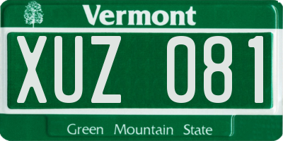 VT license plate XUZ081