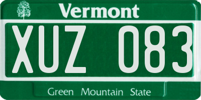 VT license plate XUZ083