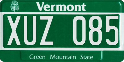 VT license plate XUZ085