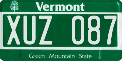 VT license plate XUZ087