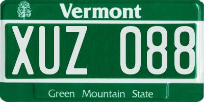 VT license plate XUZ088