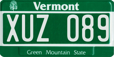 VT license plate XUZ089