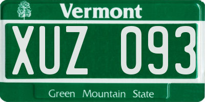 VT license plate XUZ093